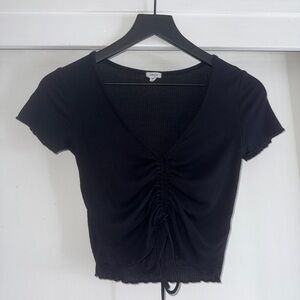Garage Black Front Scrunch Short Sleeve Tee